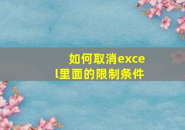 如何取消excel里面的限制条件