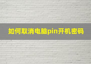 如何取消电脑pin开机密码