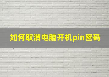 如何取消电脑开机pin密码