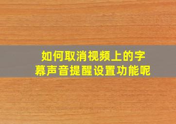 如何取消视频上的字幕声音提醒设置功能呢