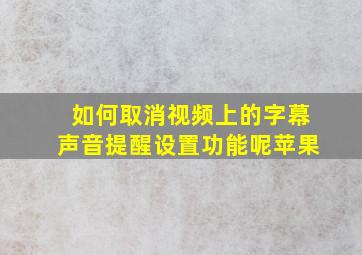 如何取消视频上的字幕声音提醒设置功能呢苹果