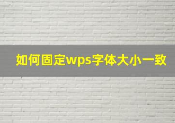 如何固定wps字体大小一致