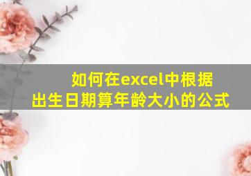 如何在excel中根据出生日期算年龄大小的公式