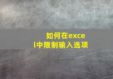 如何在excel中限制输入选项