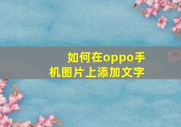 如何在oppo手机图片上添加文字