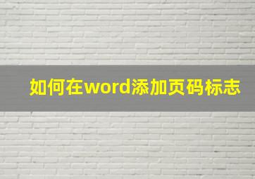 如何在word添加页码标志