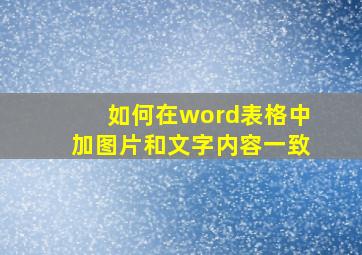 如何在word表格中加图片和文字内容一致