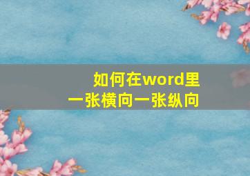 如何在word里一张横向一张纵向