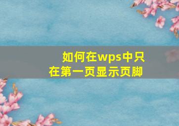 如何在wps中只在第一页显示页脚