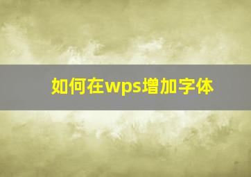 如何在wps增加字体