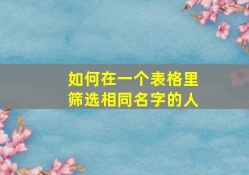 如何在一个表格里筛选相同名字的人