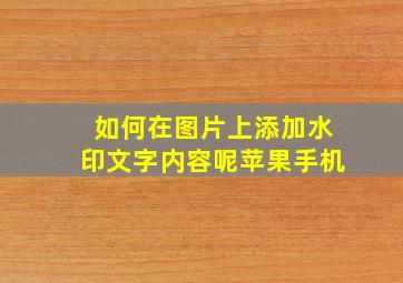 如何在图片上添加水印文字内容呢苹果手机