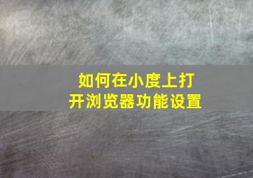 如何在小度上打开浏览器功能设置