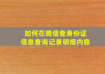 如何在微信查身份证信息查询记录明细内容