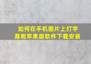 如何在手机图片上打字幕呢苹果版软件下载安装