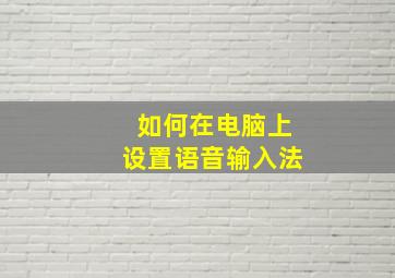 如何在电脑上设置语音输入法