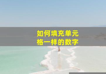 如何填充单元格一样的数字