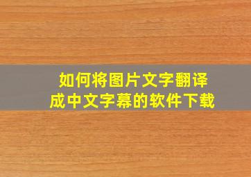 如何将图片文字翻译成中文字幕的软件下载