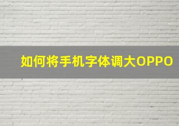 如何将手机字体调大OPPO