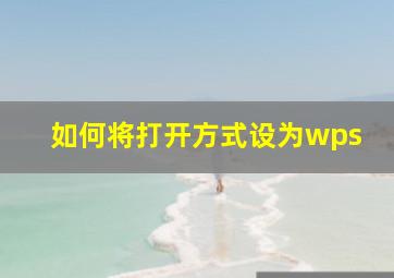 如何将打开方式设为wps