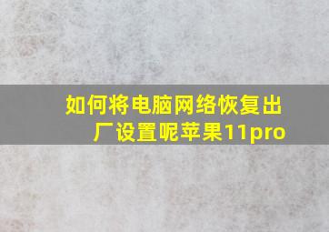 如何将电脑网络恢复出厂设置呢苹果11pro