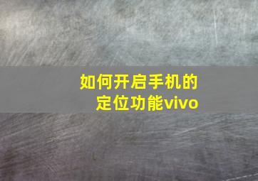 如何开启手机的定位功能vivo