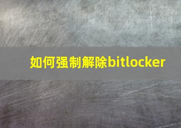 如何强制解除bitlocker