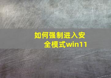 如何强制进入安全模式win11