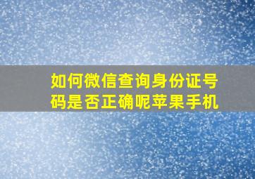 如何微信查询身份证号码是否正确呢苹果手机