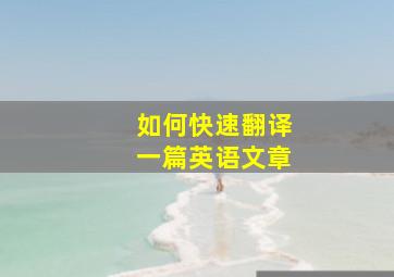 如何快速翻译一篇英语文章