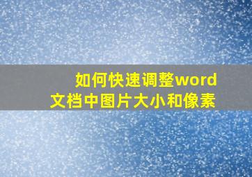 如何快速调整word文档中图片大小和像素