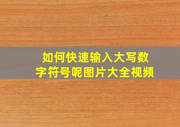 如何快速输入大写数字符号呢图片大全视频