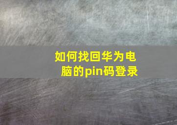 如何找回华为电脑的pin码登录