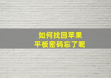 如何找回苹果平板密码忘了呢