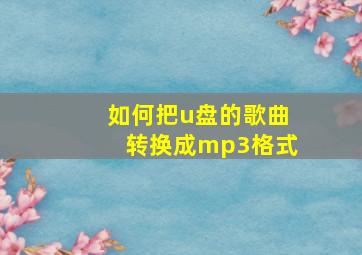 如何把u盘的歌曲转换成mp3格式