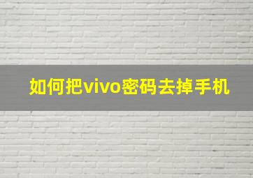 如何把vivo密码去掉手机