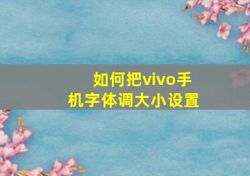 如何把vivo手机字体调大小设置