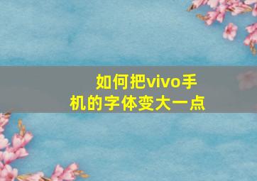 如何把vivo手机的字体变大一点