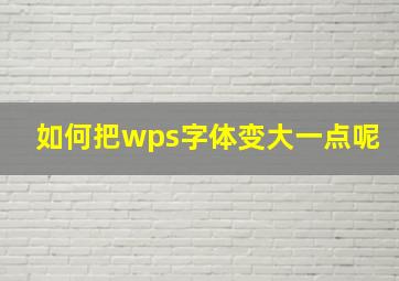 如何把wps字体变大一点呢