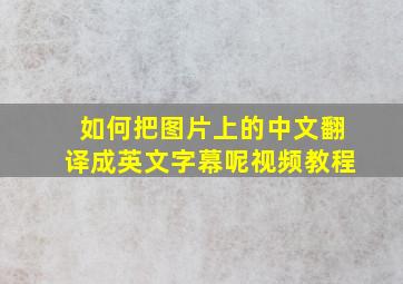 如何把图片上的中文翻译成英文字幕呢视频教程