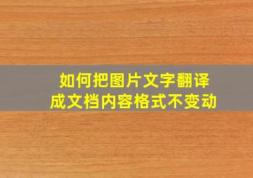 如何把图片文字翻译成文档内容格式不变动