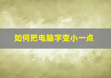 如何把电脑字变小一点