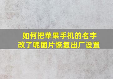 如何把苹果手机的名字改了呢图片恢复出厂设置