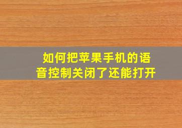 如何把苹果手机的语音控制关闭了还能打开