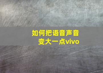 如何把语音声音变大一点vivo