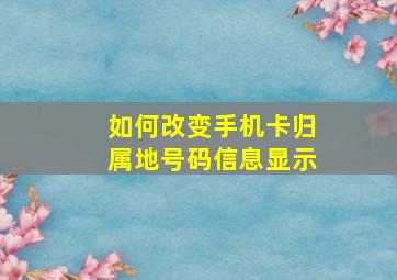 如何改变手机卡归属地号码信息显示