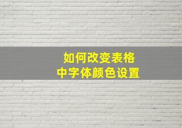 如何改变表格中字体颜色设置