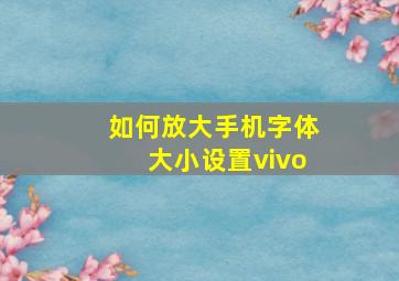 如何放大手机字体大小设置vivo