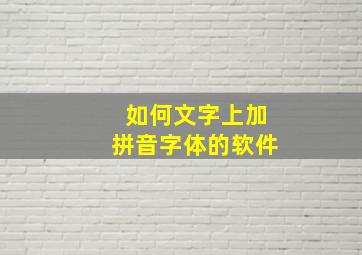 如何文字上加拼音字体的软件