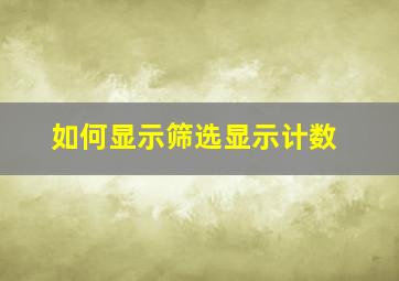 如何显示筛选显示计数